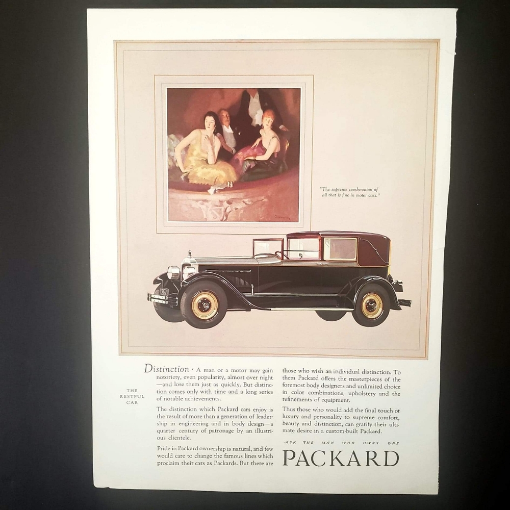 Vintage 1920s Packard Auto Print Ad